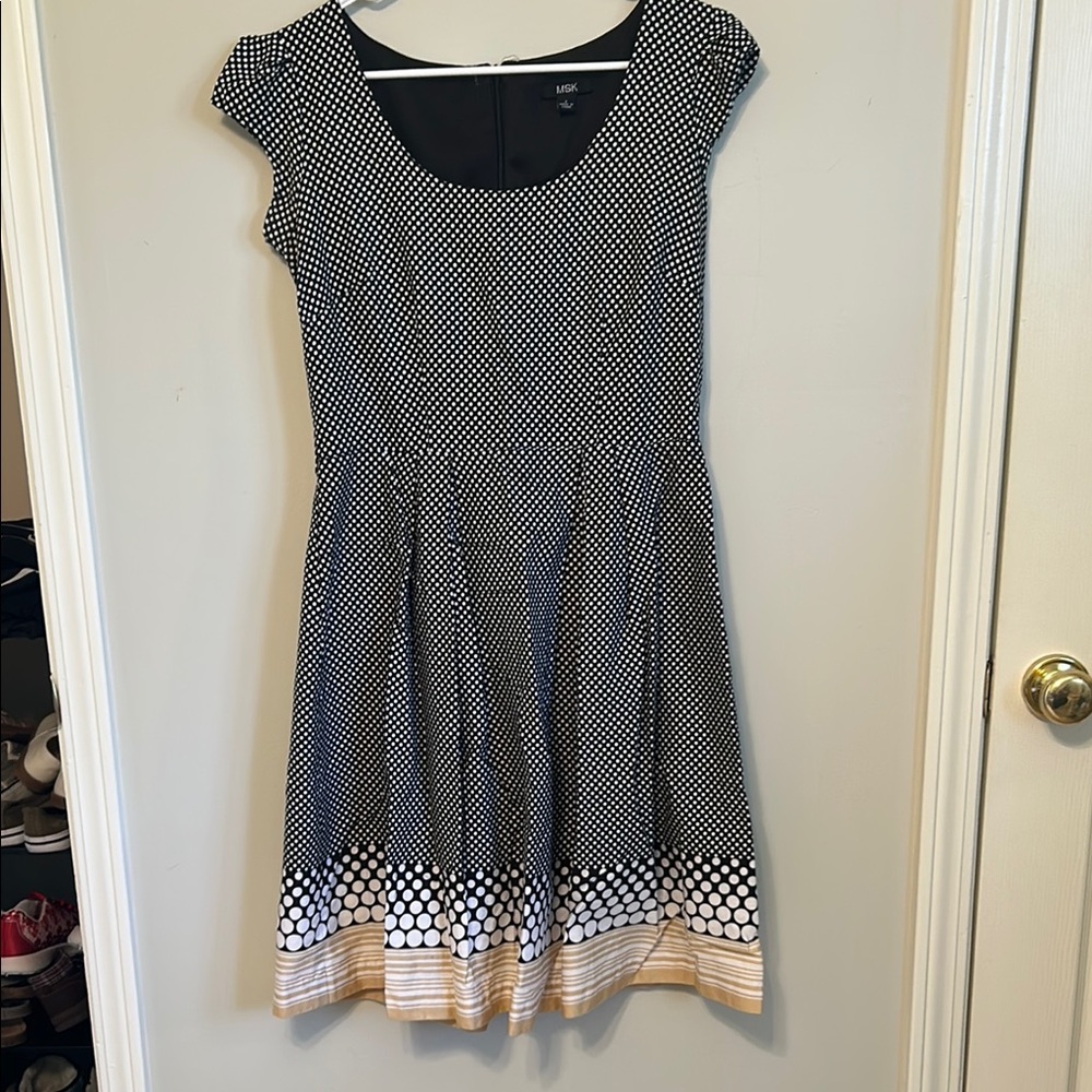 MSK Black and white polka dot fit and flare Mini Dress